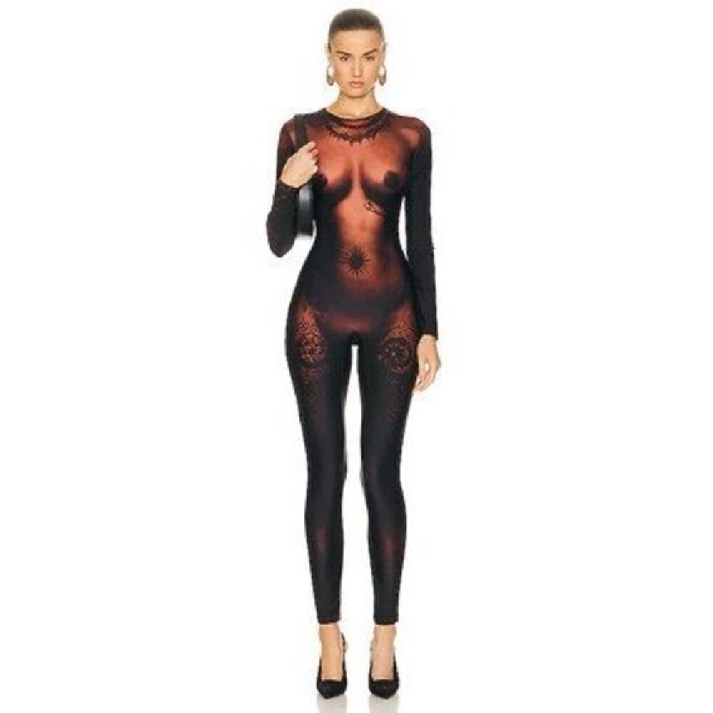 NWT JEAN PAUL GAULTIER Printed Corps Long Sleeve High Neck Jumpsuit Size XS $842